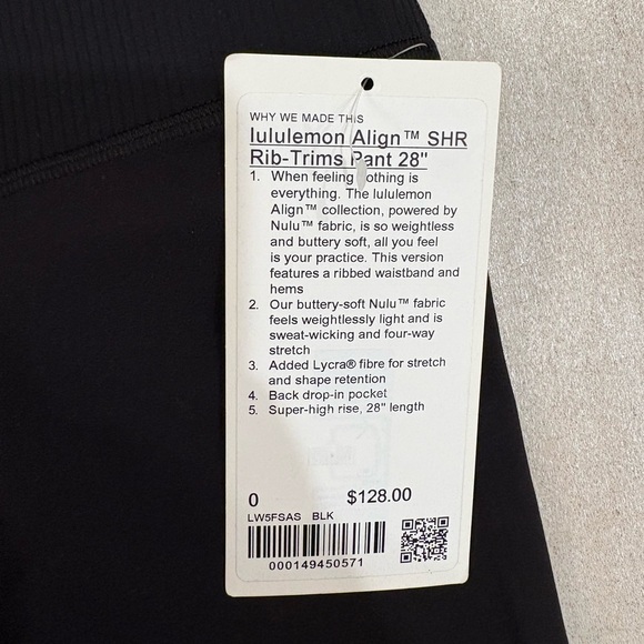 NWT Lululemon Align Super-High-Rise Ribbed-Trim Tight 28" size 0 - Picture 10 of 12
